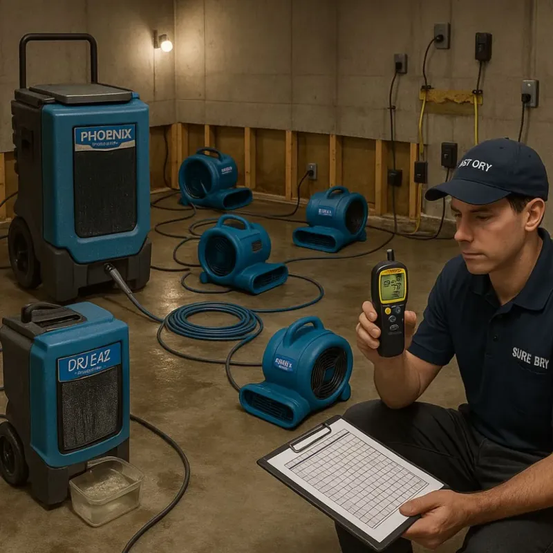 Structural Drying and Dehumidification process in Leisuretowne, NJ